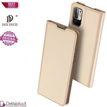 Dux Ducis dirbtinės odos atverčiamas dėklas - auksinės spalvos (telefonui Xiaomi Poco M3 Pro/Redmi Note 10 5G) Dux Ducis dirbtinės odos atverčiamas dėklas - auksinės spalvos (telefonui Xiaomi Poco M3 Pro/Redmi Note 10 5G)
